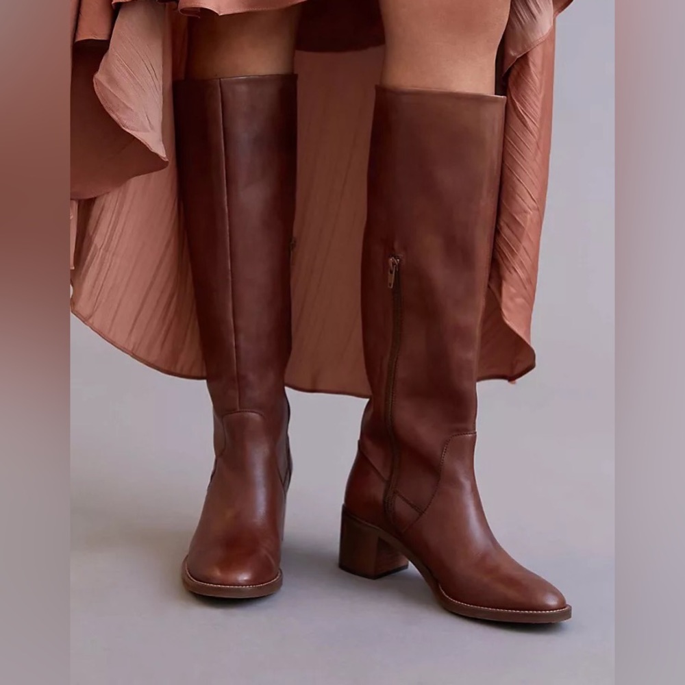 Anthropologie Leather Heeled Boots - Size 10